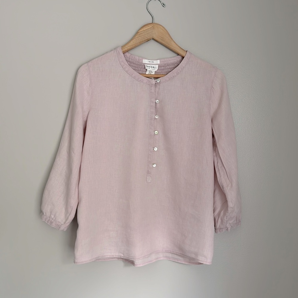 Nicole Miller 100% linen 3/4 sleeve blouse